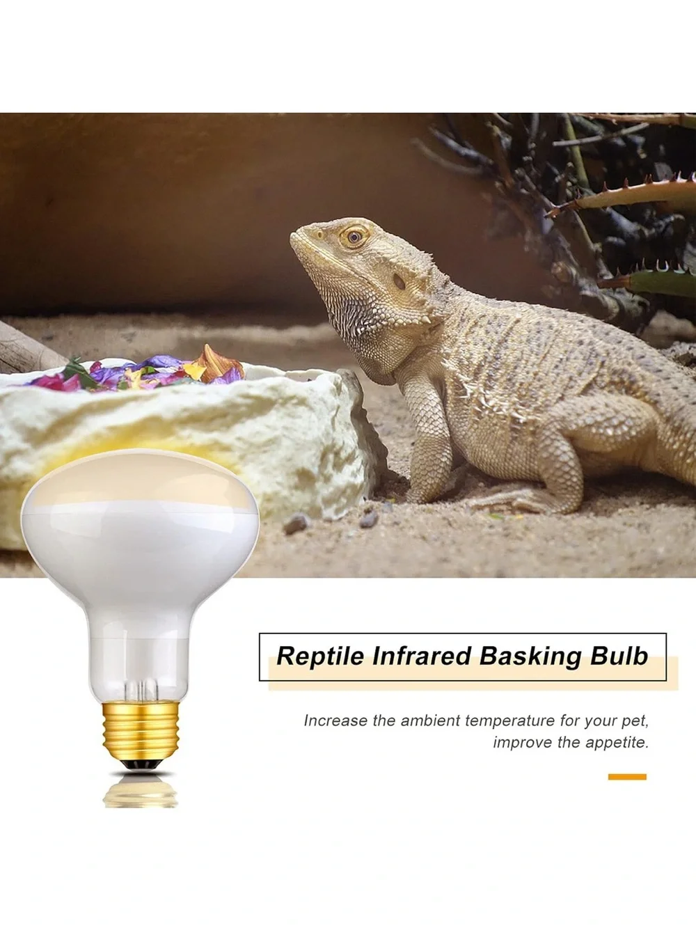 WUHOSTAM 2 Pack 75W Reptile UVA Infrared Heat Lamp Spot Bulb Soft White Light